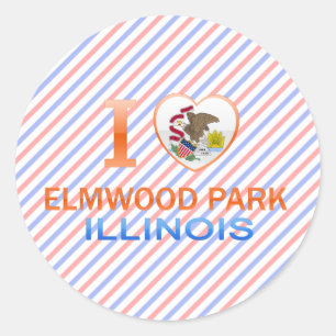 Sticker Rond I Love Elmwood Park, IL