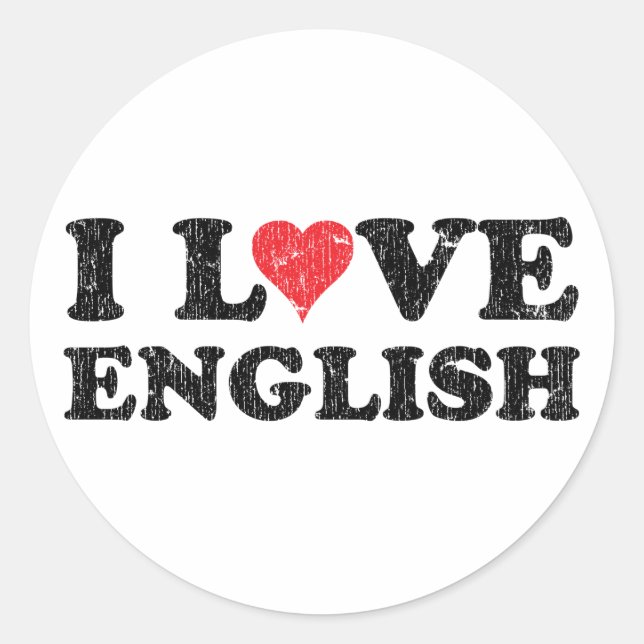 Sticker Rond I Love English (Devant)