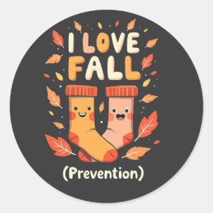 Sticker Rond I Love Fall Prevention Automne Cosy Citrouille épi