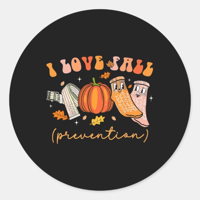 Sticker Rond I Love Fall Prevention Fall Physical Therapy (Devant)