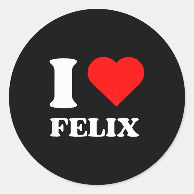 Sticker Rond I Love Felix I Heart Felix Name Y2k Valentines Day (Devant)