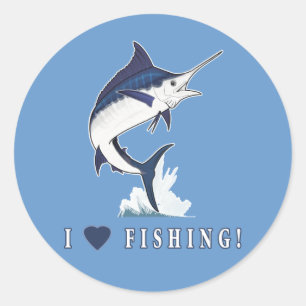 Sticker Rond I Love Fishing : Atlantic Blue Marlin