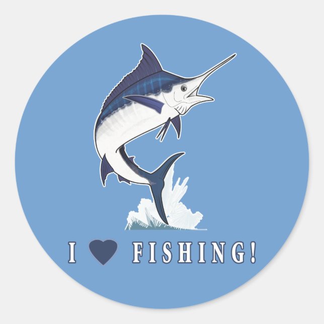 Sticker Rond I Love Fishing : Atlantic Blue Marlin (Devant)