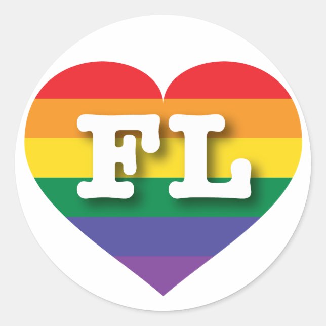 Sticker Rond I Love Florida Rainbow Heart (Devant)