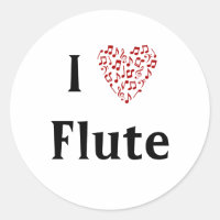 I Love Flute Red Heart of Music Notes