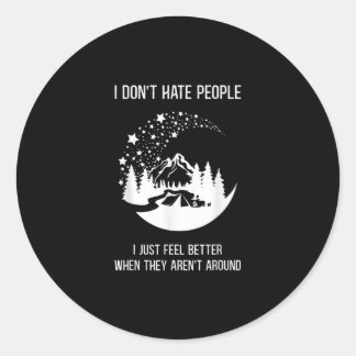 Sticker Rond I Love Funny Camper Extérieur Randonnée de voyage