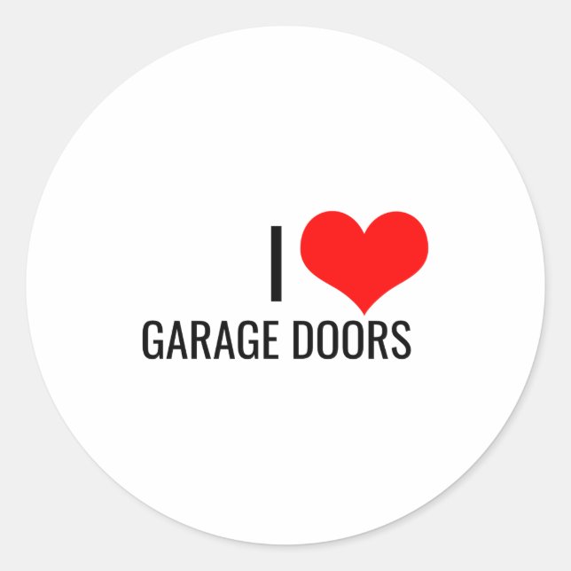 Sticker Rond I Love Garage Doors Red Heart Christmas Gift Nk To (Devant)
