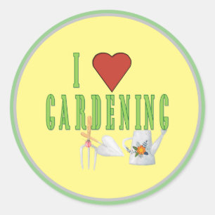 Sticker Rond I Love Gardening Texte illustré
