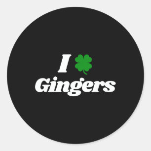 Sticker Rond I Love Gingers Clover Shamrock St. Patrick's Day R