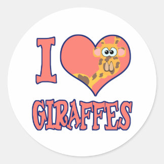 Sticker Rond I Love giraffes