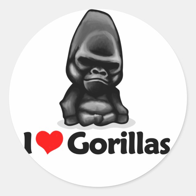 Sticker Rond I Love Gorillas (Devant)