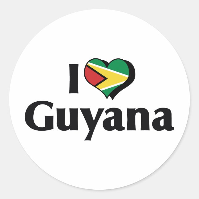 Sticker Rond I Love Guyana Flag (Devant)