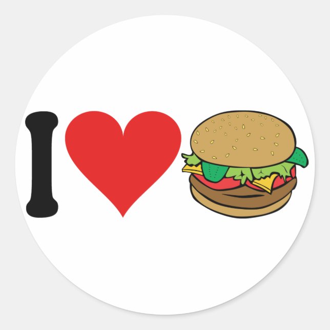 Sticker Rond I Love Hamburgers * (Devant)