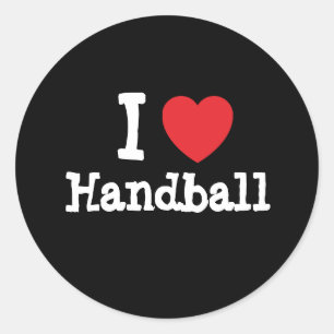 Sticker Rond I love Handball coeur personnalisé