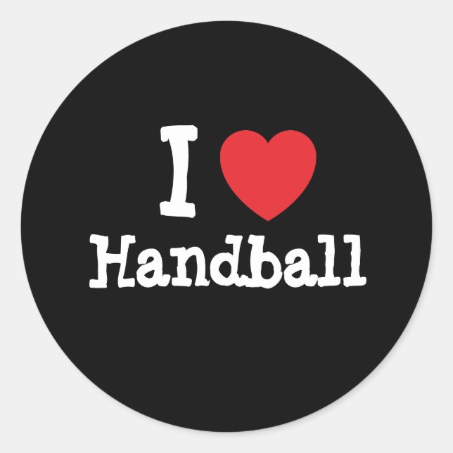Sticker Rond I love Handball coeur personnalisé (Devant)
