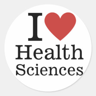 Sticker Rond I ❤️ Love Health Sciences for Students/Faculty