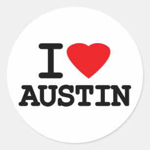 Sticker Rond I Love Heart Austin Texas