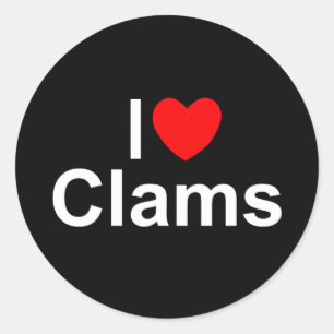 Sticker Rond I Love (Heart) Clams