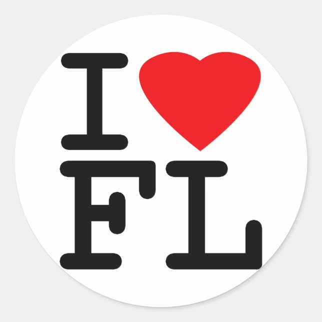 Sticker Rond I Love Heart Florida (Devant)