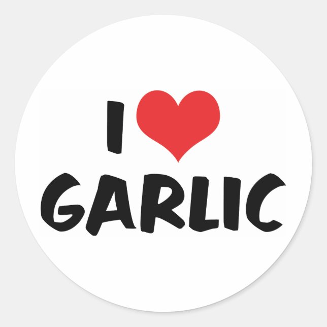 Sticker Rond I Love Heart Garlic - Amateur Rose puant (Devant)
