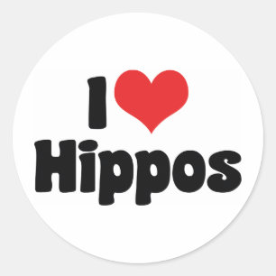 Sticker Rond I Love Heart Hippopotamus - Hippopotamus Lover
