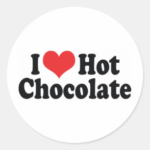 Sticker Rond I Love Heart Hot Chocolate - Amateurs de cacao cha