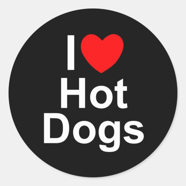 Sticker Rond I Love (Heart) Hot Dogs (Devant)