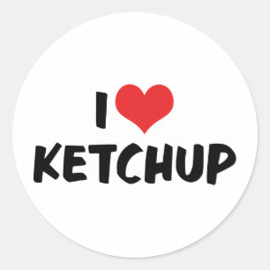 Sticker Rond I Love Heart Ketchup - Catsup Lover
