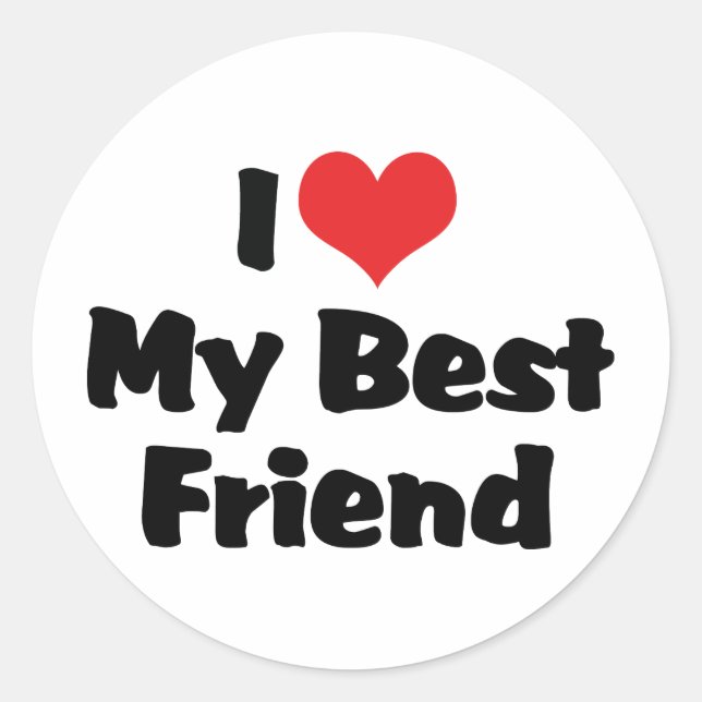 Sticker Rond I Love Heart My Best Friend - BFF (Devant)