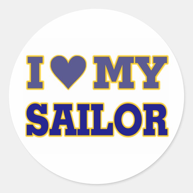 Sticker Rond I Love (Heart) My Sailor (Devant)