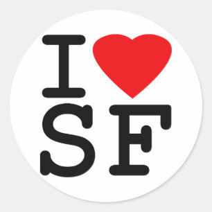 Sticker Rond I Love Heart San Francisco
