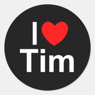Sticker Rond I Love (Heart) Tim