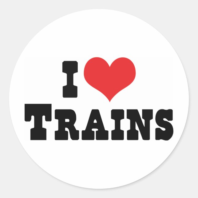 Sticker Rond I Love Heart Trains - Model Train Lover (Devant)