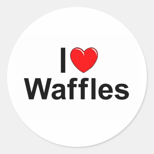 Sticker Rond I Love (Heart) Waffles (Devant)