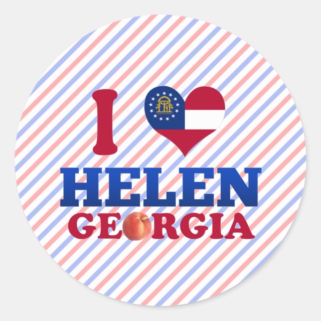 Sticker Rond I Love Helen, Géorgie (Devant)