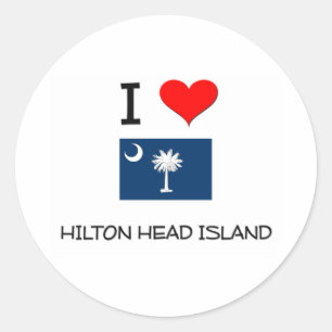 Sticker Rond I Love Hilton Head Island Caroline du Sud