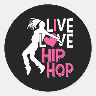 Sticker Rond I Love Hip hop Dance - Coeur Rose et Hip hop Danc