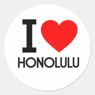 Sticker Rond I Love Honolulu