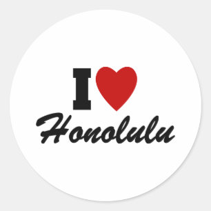 Sticker Rond I Love Honolulu