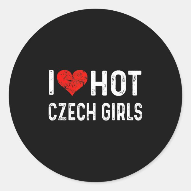 Sticker Rond I Love Hot Czech Girls Czech Republic Heart Wife G (Devant)