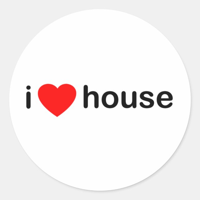 Sticker Rond I Love House (Devant)