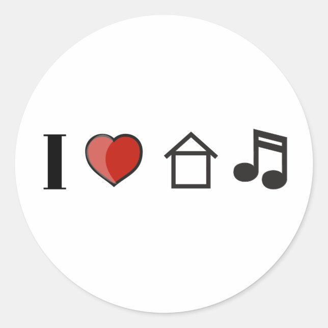 Sticker Rond I Love House Music (Devant)