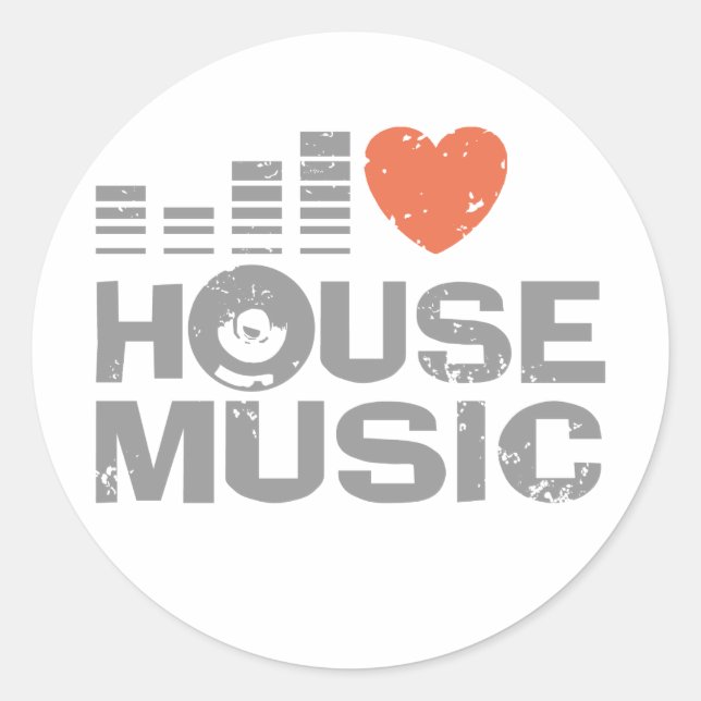 Sticker Rond I Love House Music (Devant)