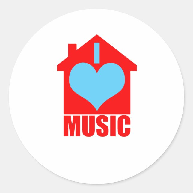 Sticker Rond I Love House Music - Heart House (Devant)