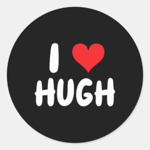 Sticker Rond I Love Hugh - Coeur - Nom