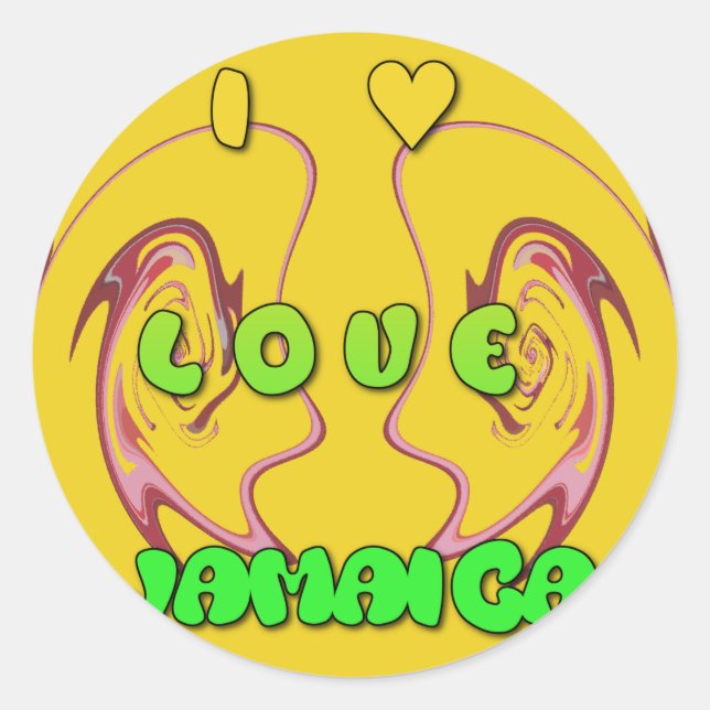 Sticker Rond I love Jamaica (Devant)