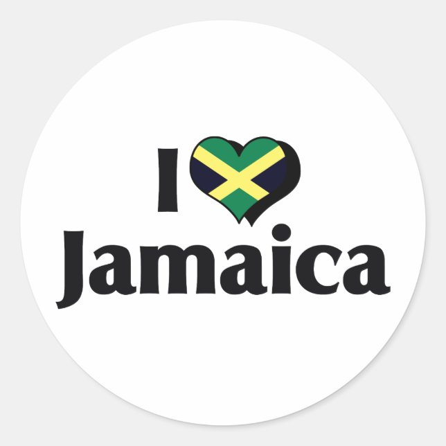 Sticker Rond I Love Jamaica Flag (Devant)