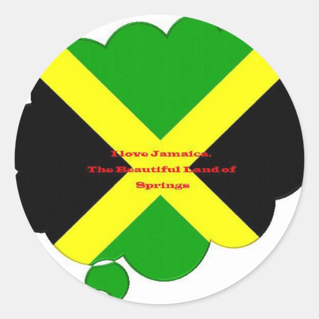 Sticker Rond I Love Jamaica Text on Flag Art Print (Devant)
