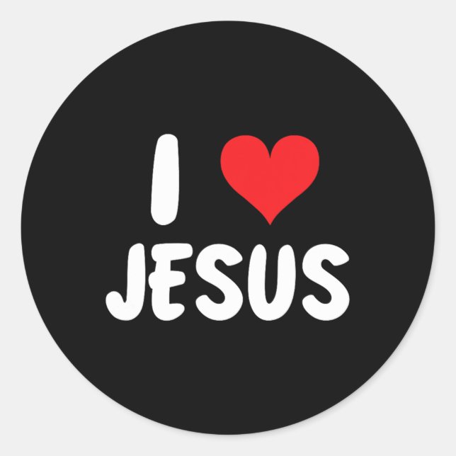 Sticker Rond I Love Jesus - Coeur - Nom (Devant)