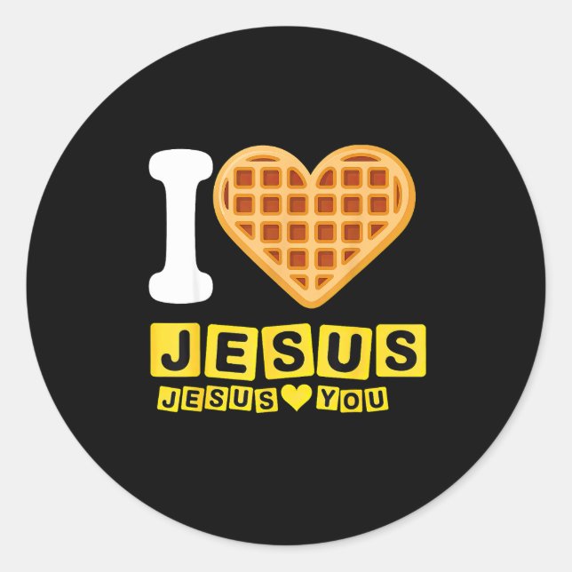 Sticker Rond I Love Jesus Waffle Heart  (Devant)